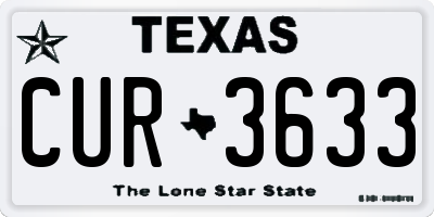 TX license plate CUR3633