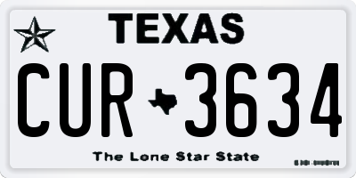 TX license plate CUR3634