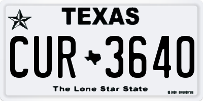 TX license plate CUR3640