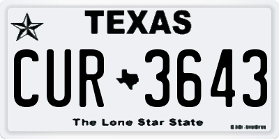 TX license plate CUR3643