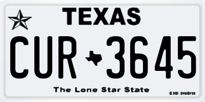 TX license plate CUR3645