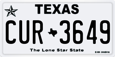 TX license plate CUR3649