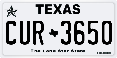 TX license plate CUR3650