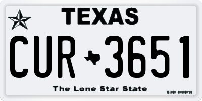 TX license plate CUR3651