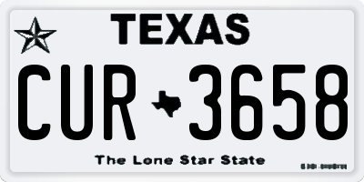 TX license plate CUR3658