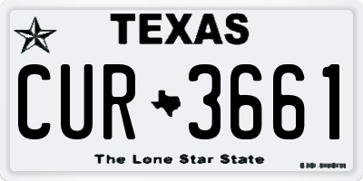 TX license plate CUR3661