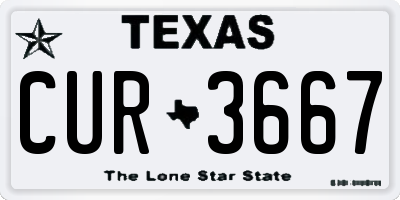 TX license plate CUR3667