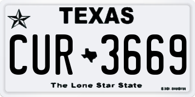 TX license plate CUR3669