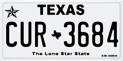 TX license plate CUR3684