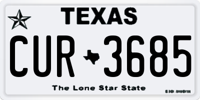 TX license plate CUR3685