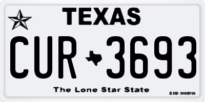 TX license plate CUR3693