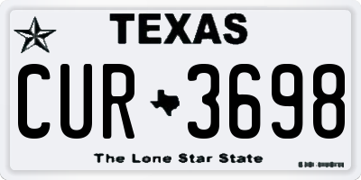 TX license plate CUR3698