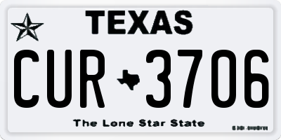 TX license plate CUR3706