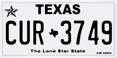 TX license plate CUR3749