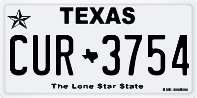 TX license plate CUR3754