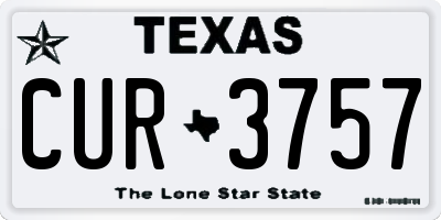 TX license plate CUR3757