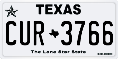 TX license plate CUR3766