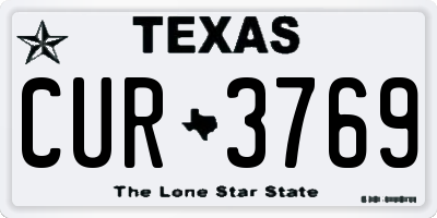 TX license plate CUR3769