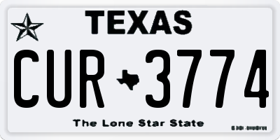 TX license plate CUR3774