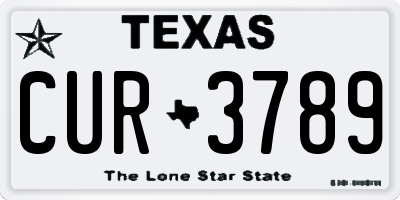 TX license plate CUR3789