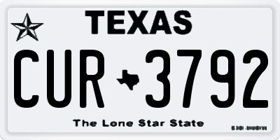 TX license plate CUR3792