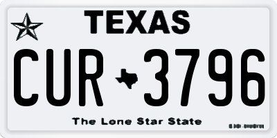 TX license plate CUR3796