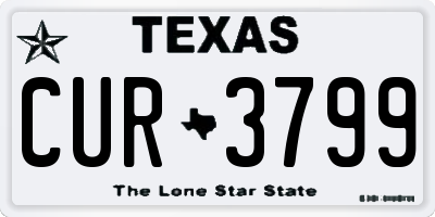 TX license plate CUR3799