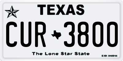 TX license plate CUR3800
