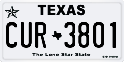 TX license plate CUR3801
