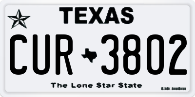 TX license plate CUR3802