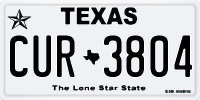 TX license plate CUR3804