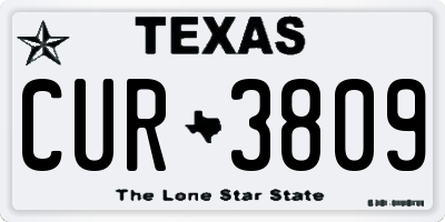 TX license plate CUR3809