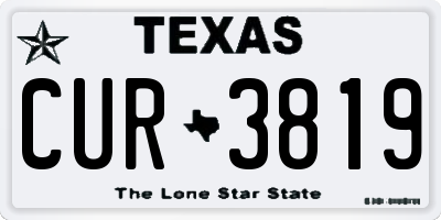 TX license plate CUR3819