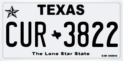 TX license plate CUR3822