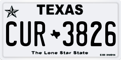 TX license plate CUR3826