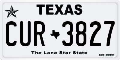 TX license plate CUR3827