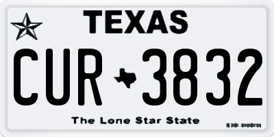 TX license plate CUR3832