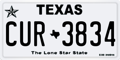 TX license plate CUR3834