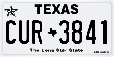 TX license plate CUR3841