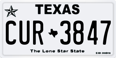 TX license plate CUR3847