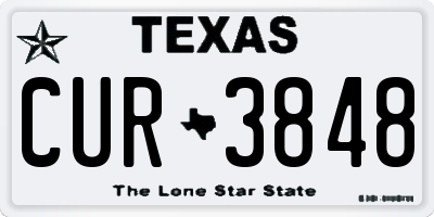 TX license plate CUR3848