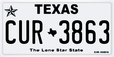 TX license plate CUR3863
