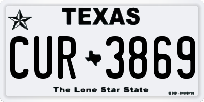 TX license plate CUR3869