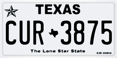 TX license plate CUR3875