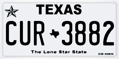 TX license plate CUR3882