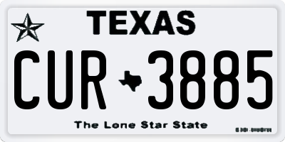 TX license plate CUR3885