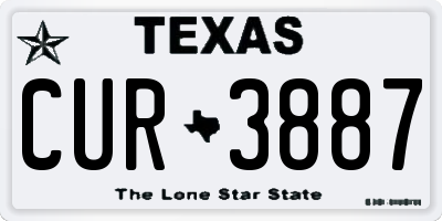 TX license plate CUR3887