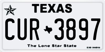 TX license plate CUR3897