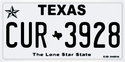 TX license plate CUR3928