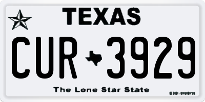 TX license plate CUR3929